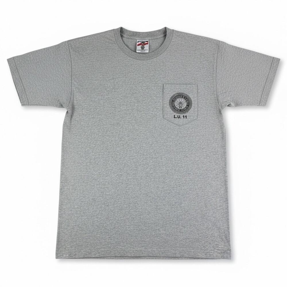 Vintage IBEW Local 11 Electricians Union Power Pocket T Shirt USA Made Gray L